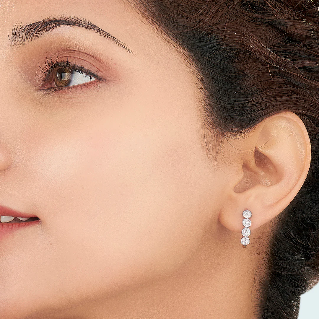 Lustrous Layers Gold Stud Diamond Earring for Women - Image 2