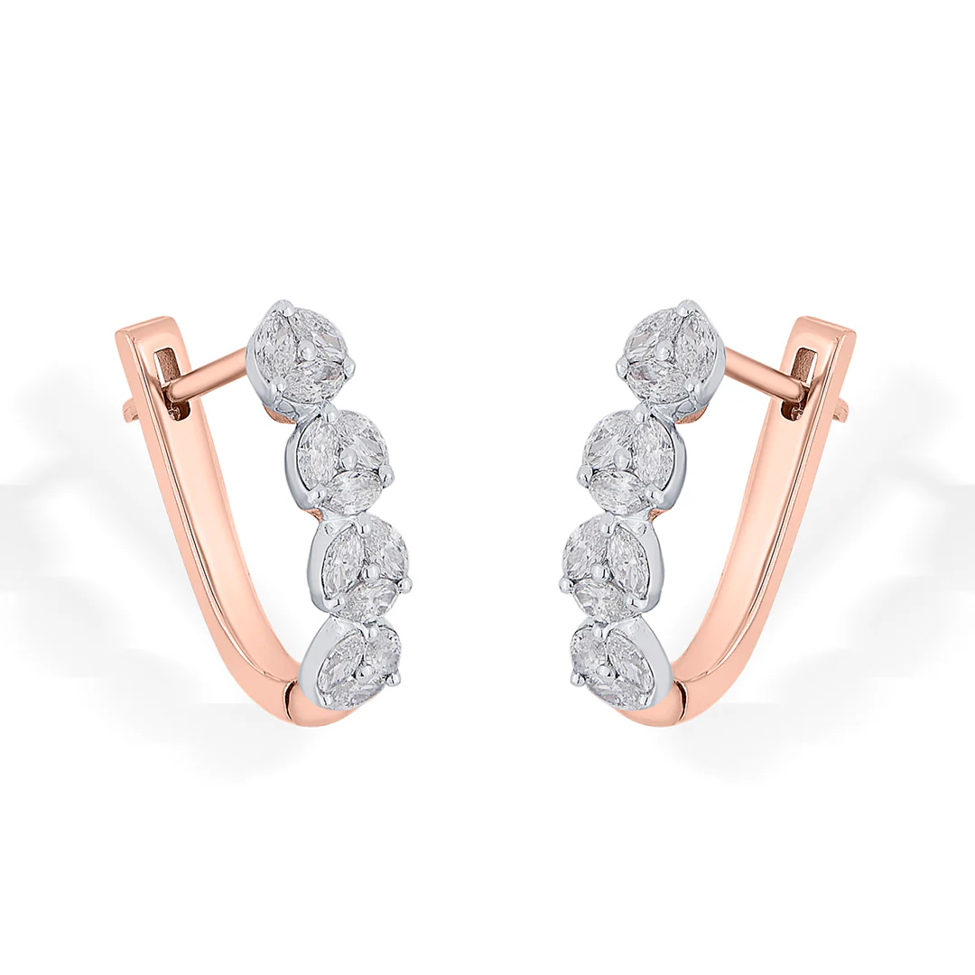 Lustrous Layers Gold Stud Diamond Earring for Women - Image 3