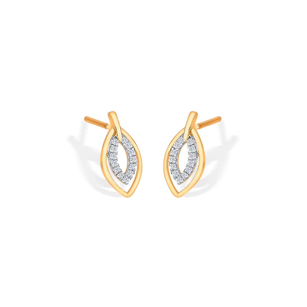 Lustrous Yellow Gold & Diamond Stud Earring For Women - Image 2