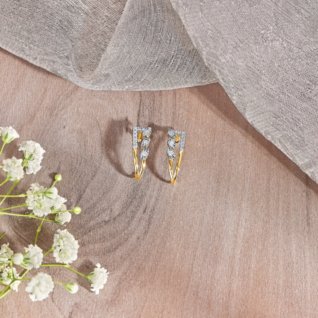 Lux Gold & Diamond Hoops & Huggies Earring For Women