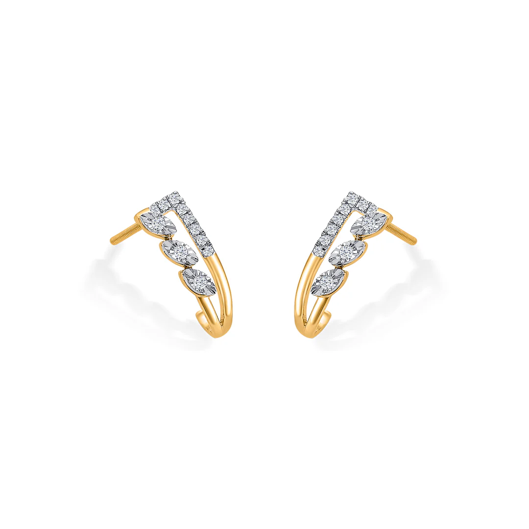 Lux Gold & Diamond Hoops & Huggies Earring For Women - Image 3