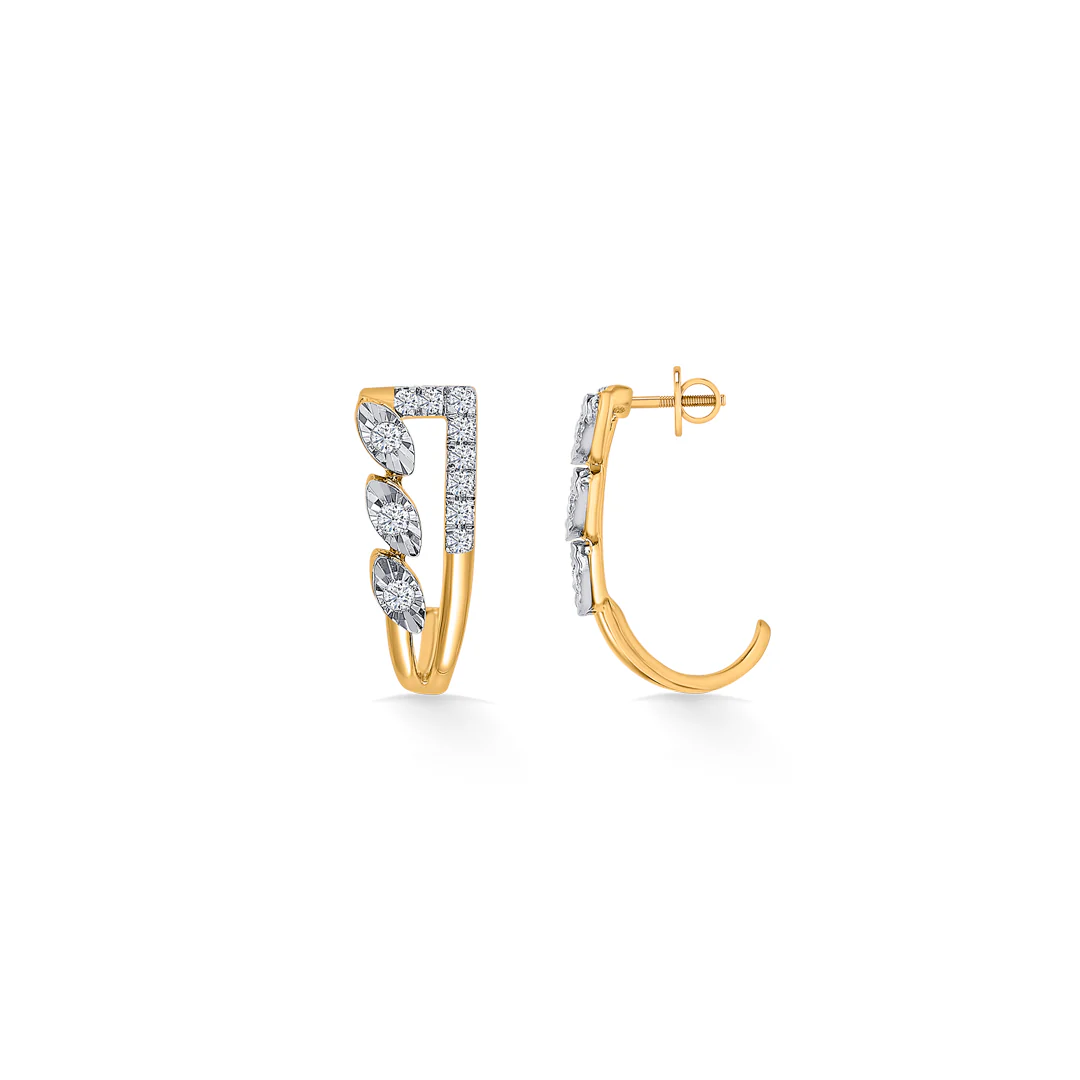 Lux Gold & Diamond Hoops & Huggies Earring For Women - Image 4