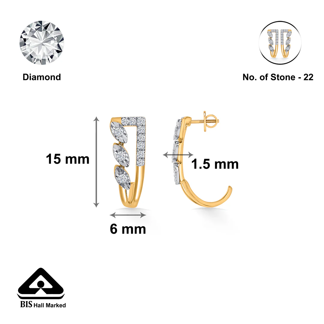 Lux Gold & Diamond Hoops & Huggies Earring For Women - Image 5