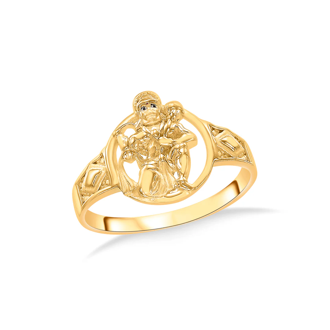 Mahabali Hanuman Yellow Gold Men's Ring