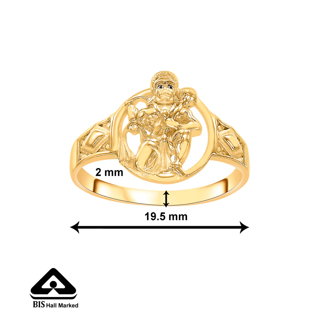 Mahabali Hanuman Yellow Gold Men's Ring - Image 2
