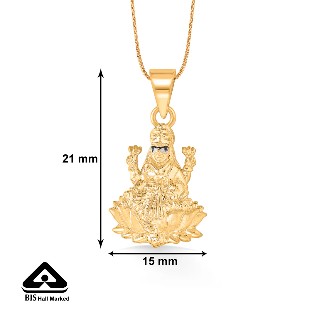 Mahalaxmi Yellow Gold Religious Unisex Pendant - Image 4
