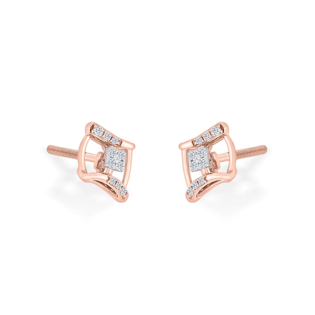 Majestic Frame Yellow Gold Stud Earring for Women - Image 2