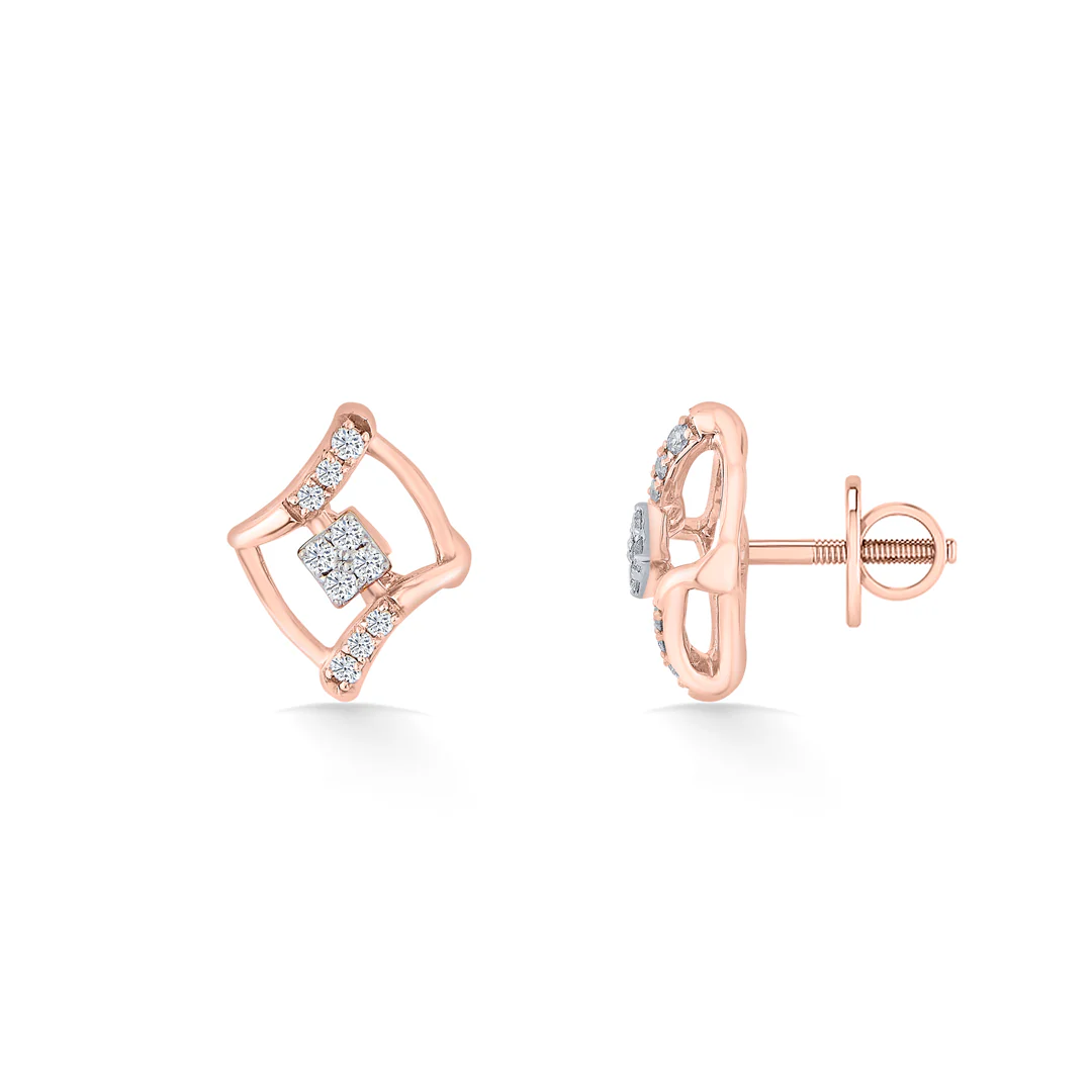 Majestic Frame Yellow Gold Stud Earring for Women - Image 3
