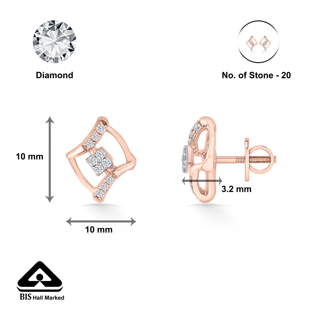 Majestic Frame Yellow Gold Stud Earring for Women - Image 4