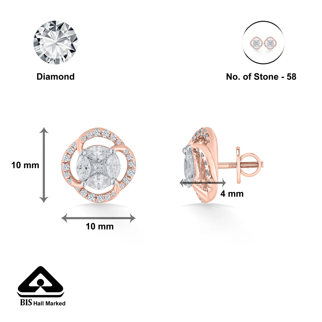 Majestic Sphere Rose Gold Stud Earring for Women - Image 5