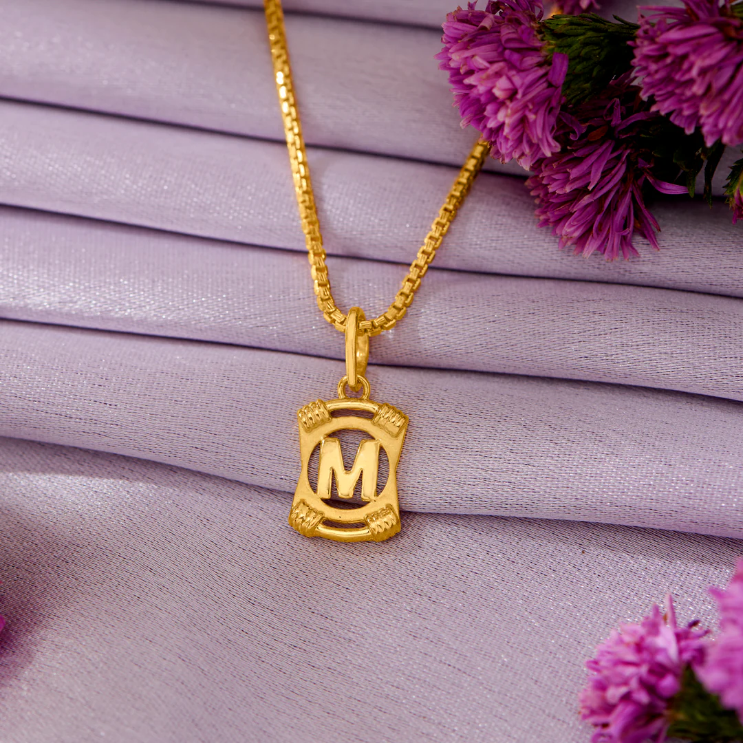 Majestique M Gold Alphabet Unisex Pendant