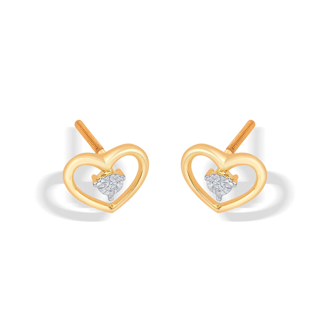 Manvi Yellow Gold & Diamond Stud Earring - Image 3