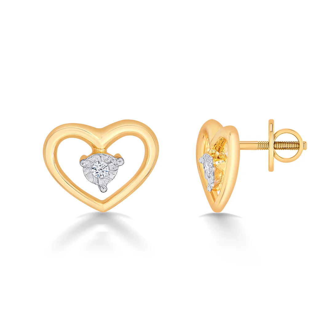 Manvi Yellow Gold & Diamond Stud Earring - Image 4