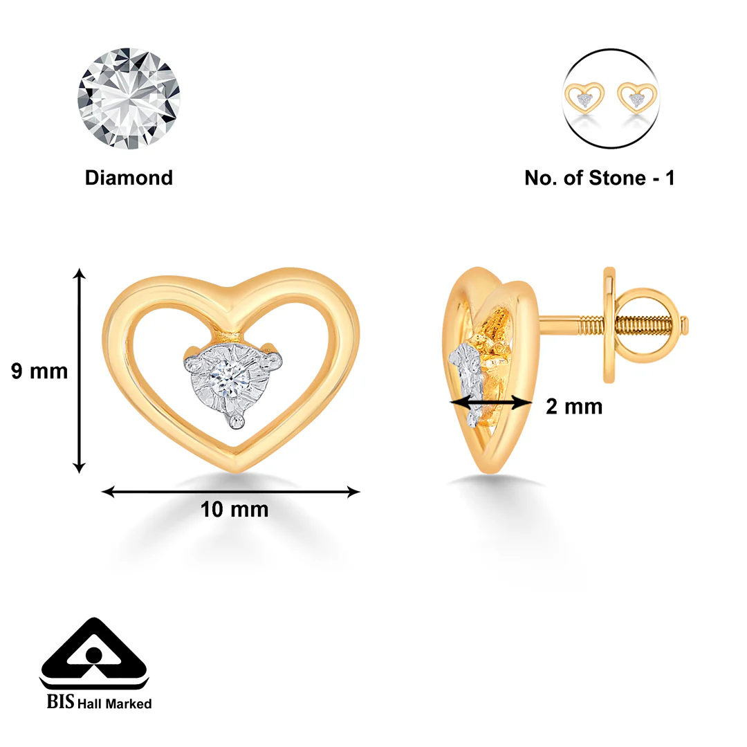 Manvi Yellow Gold & Diamond Stud Earring - Image 5