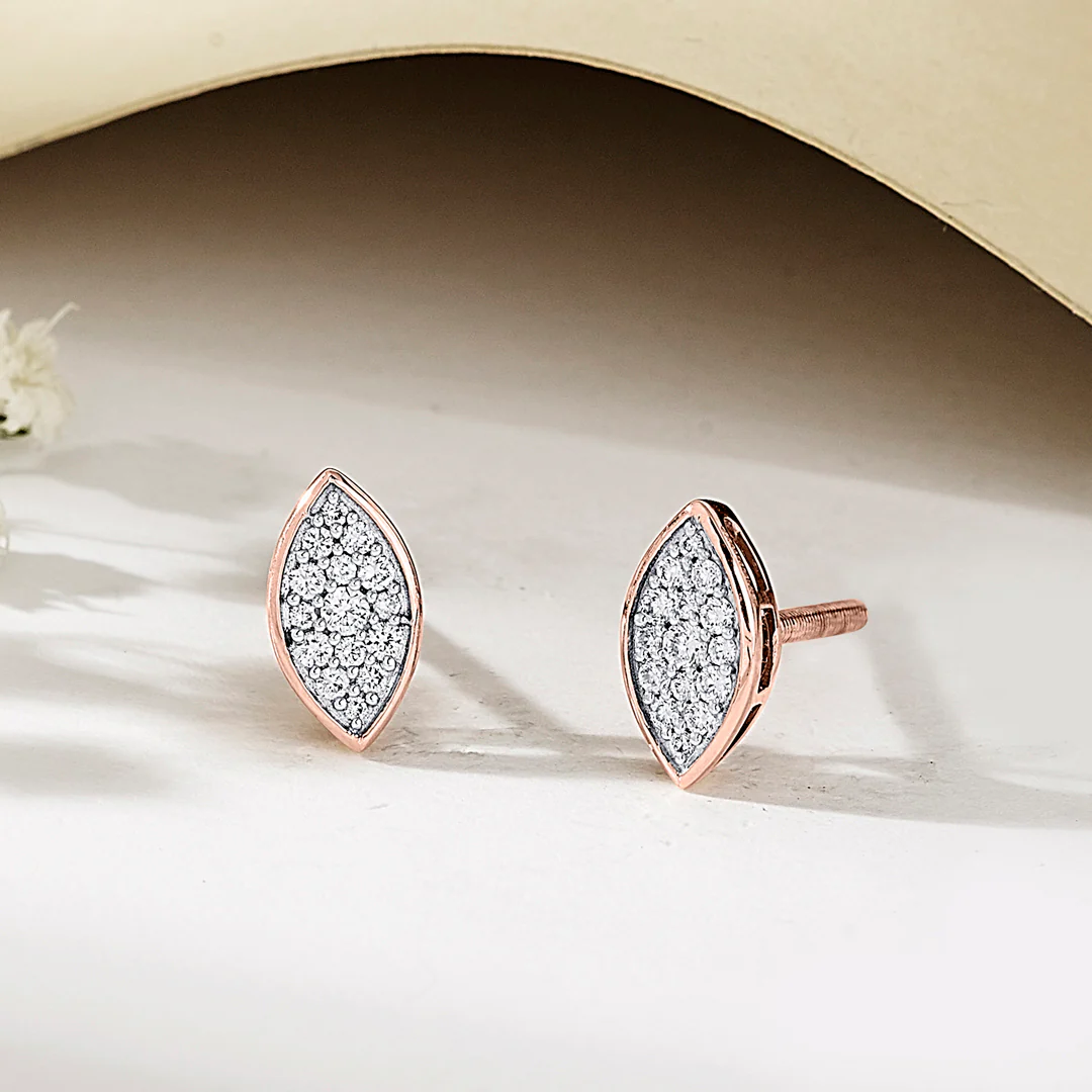 Marquise Glow Rose Gold Stud Diamond Earring For Women