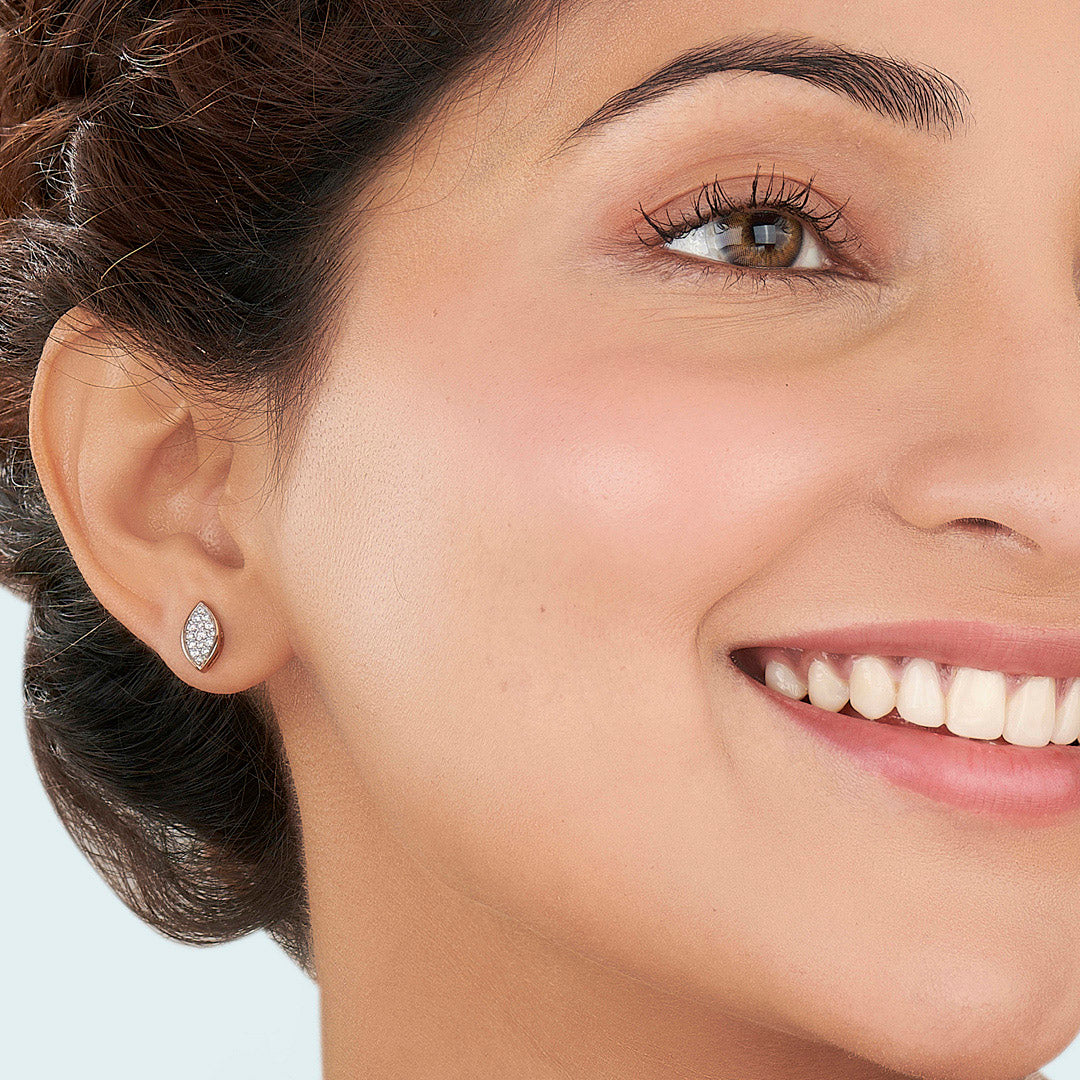 Marquise Glow Rose Gold Stud Diamond Earring For Women - Image 2