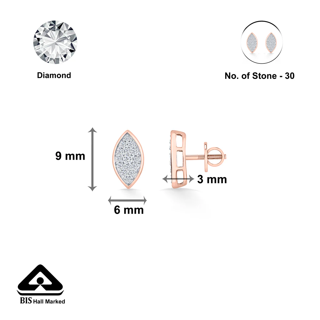 Marquise Glow Rose Gold Stud Diamond Earring For Women - Image 5