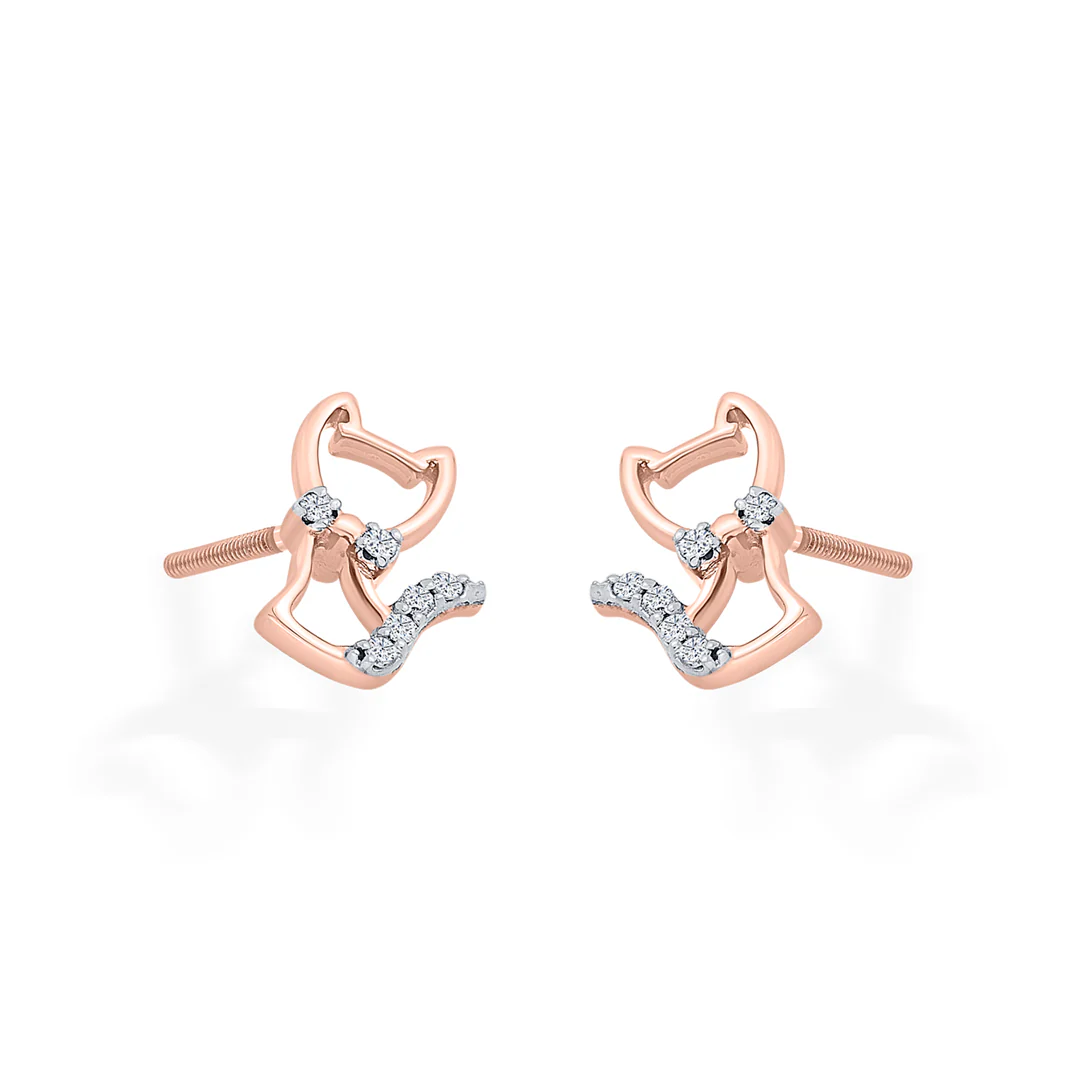 Meow Spark Rose Gold Stud Diamond Earring For Women - Image 3