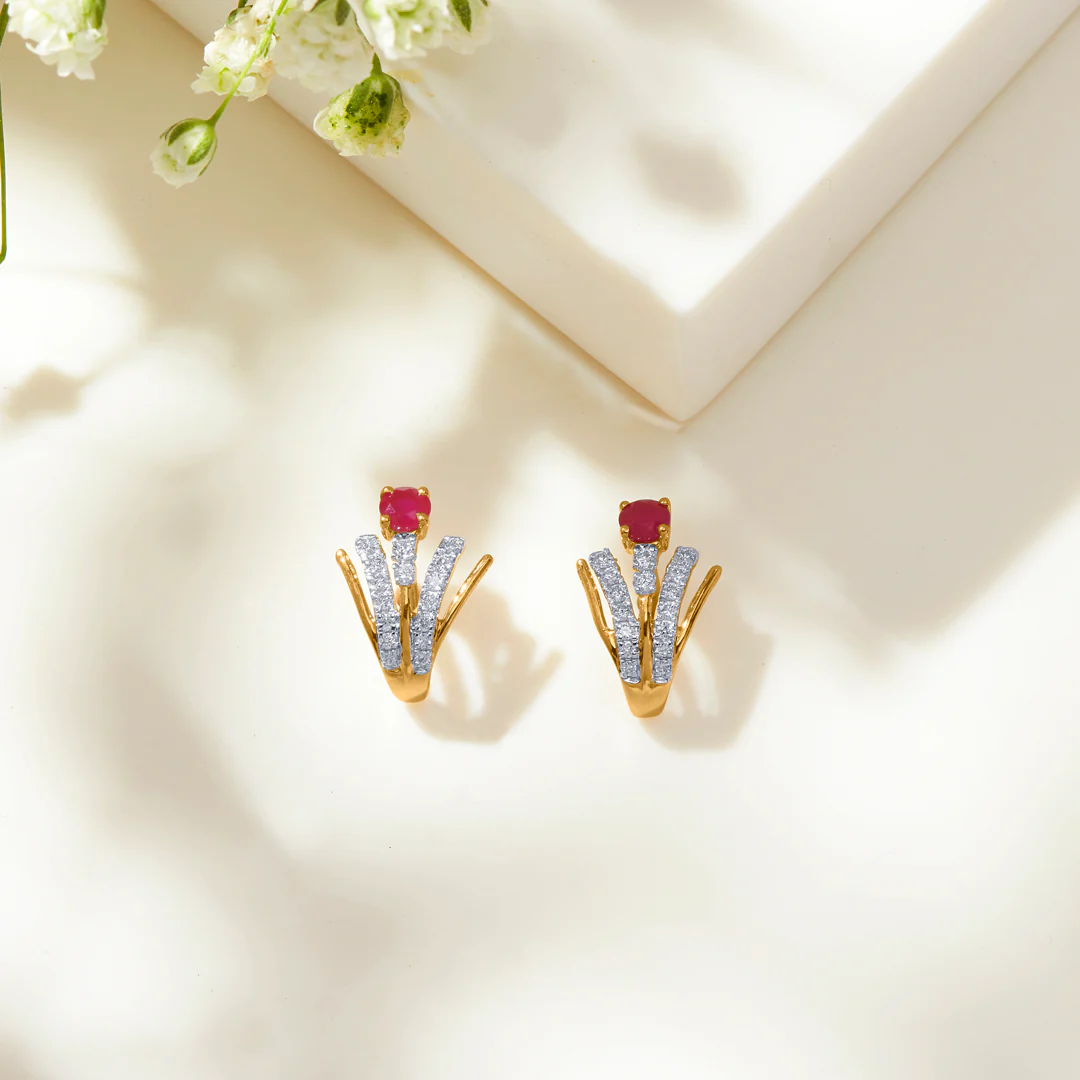 Meridian Gold & Diamond Hoops & Huggies Earring For Women