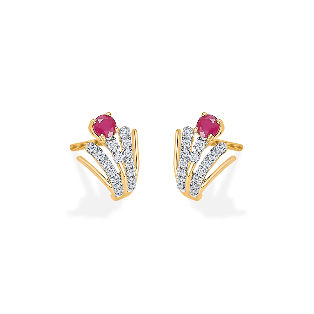 Meridian Gold & Diamond Hoops & Huggies Earring For Women - Image 4
