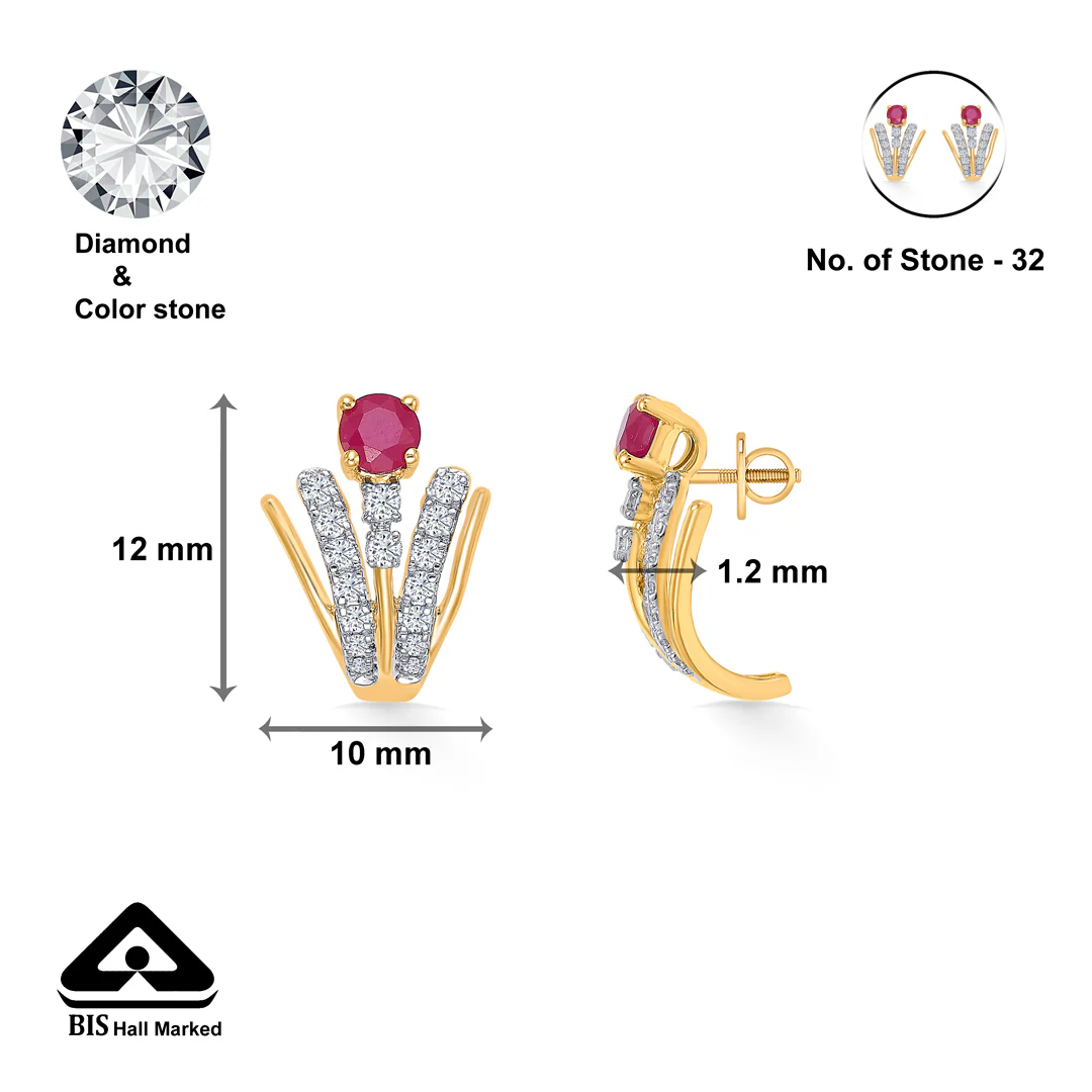 Meridian Gold & Diamond Hoops & Huggies Earring For Women - Image 5