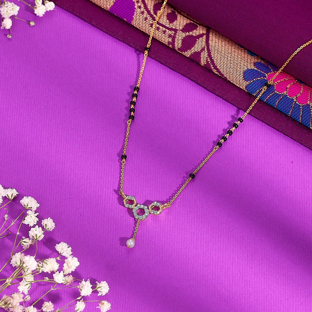 Minimal Gold & Diamond Modern Mangalsutra For Women