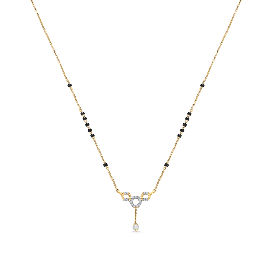 Minimal Gold & Diamond Modern Mangalsutra For Women - Image 3