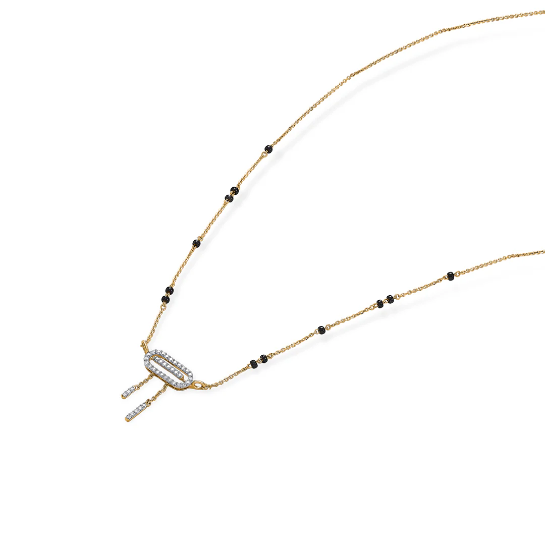 Minimal Gold & Diamond Modern Mangalsutra For Women - Image 4