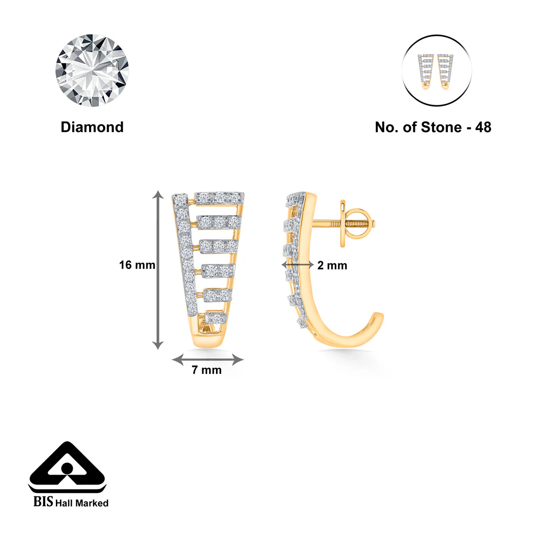 Mirage Gold & Diamond Hoops & Huggies Earring For Women - Image 5