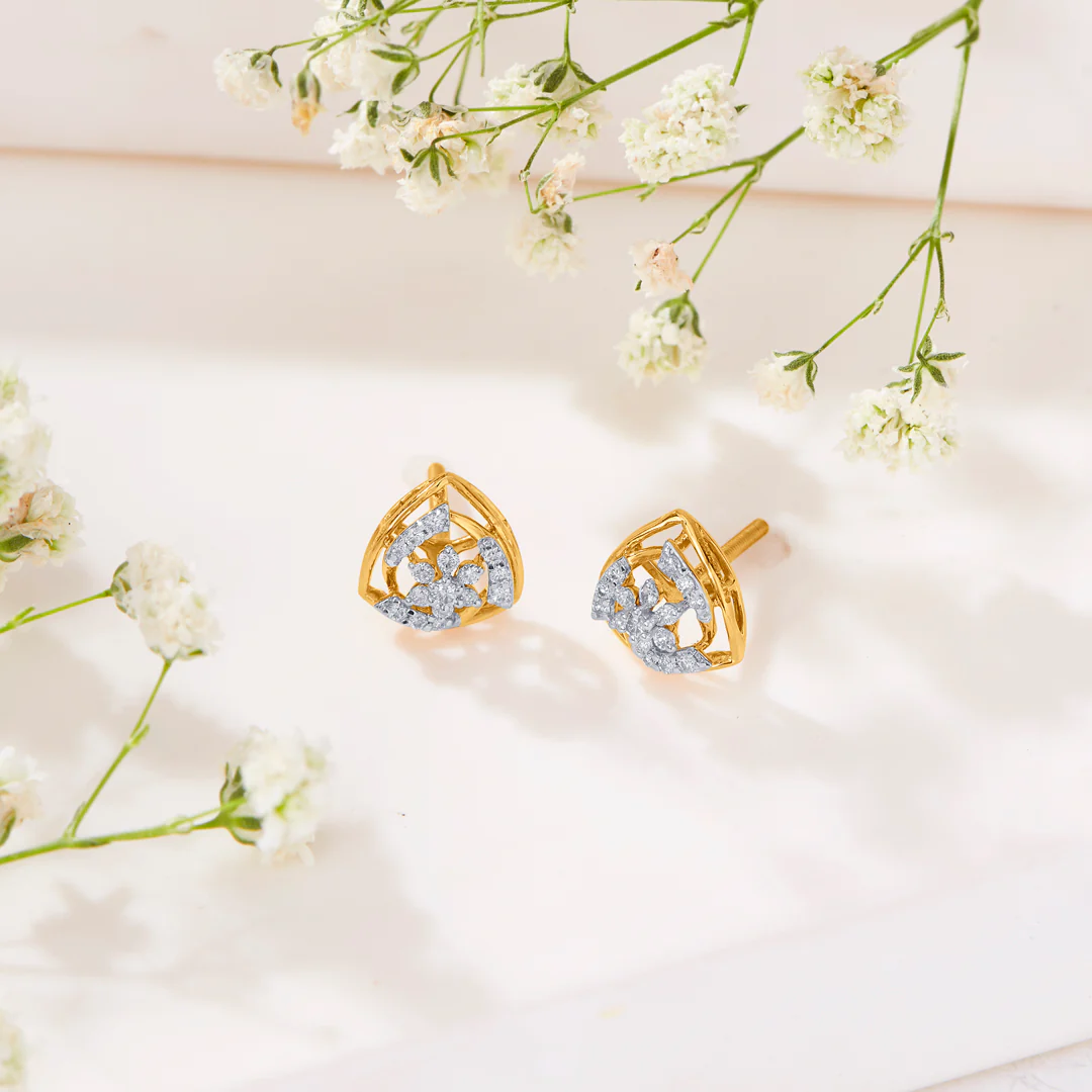 Mirage Gold & Diamond Stud Earring For Women