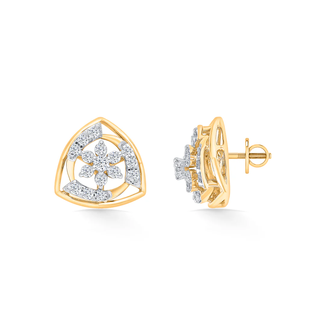 Mirage Gold & Diamond Stud Earring For Women - Image 3