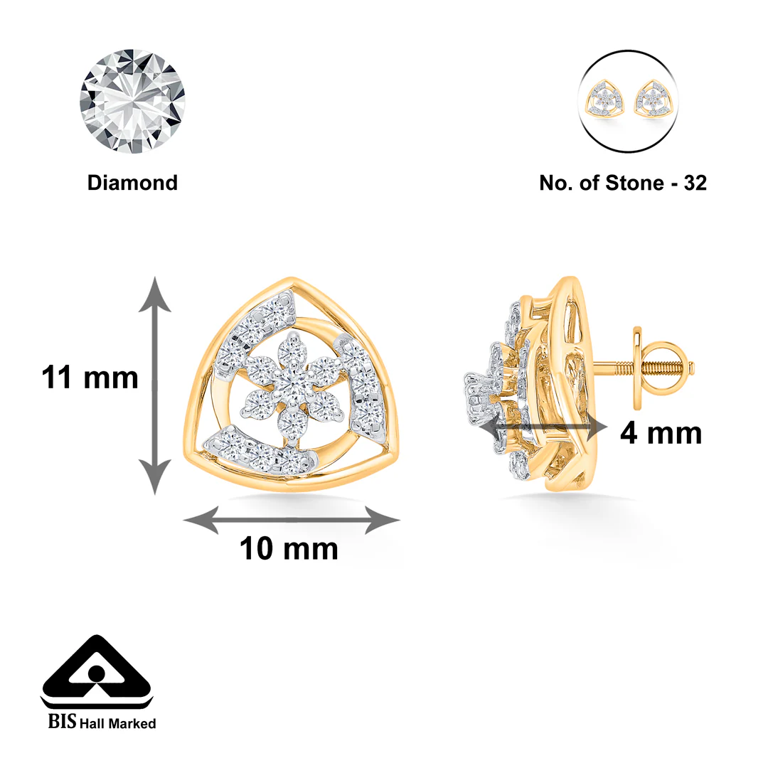 Mirage Gold & Diamond Stud Earring For Women - Image 5