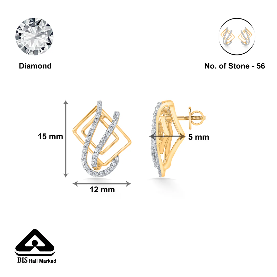Modern Twist Gold & Diamond Earring For Women - Image 5