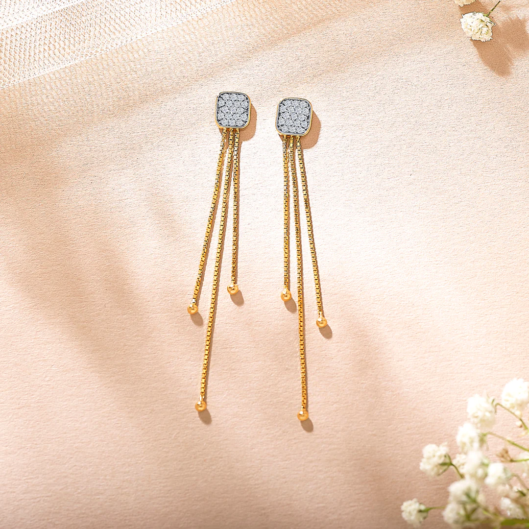 Modern Yellow Gold & Diamond Drops & Dangler Earring