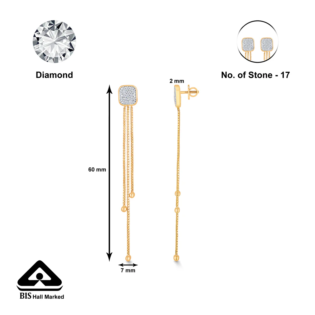 Modern Yellow Gold & Diamond Drops & Dangler Earring - Image 5