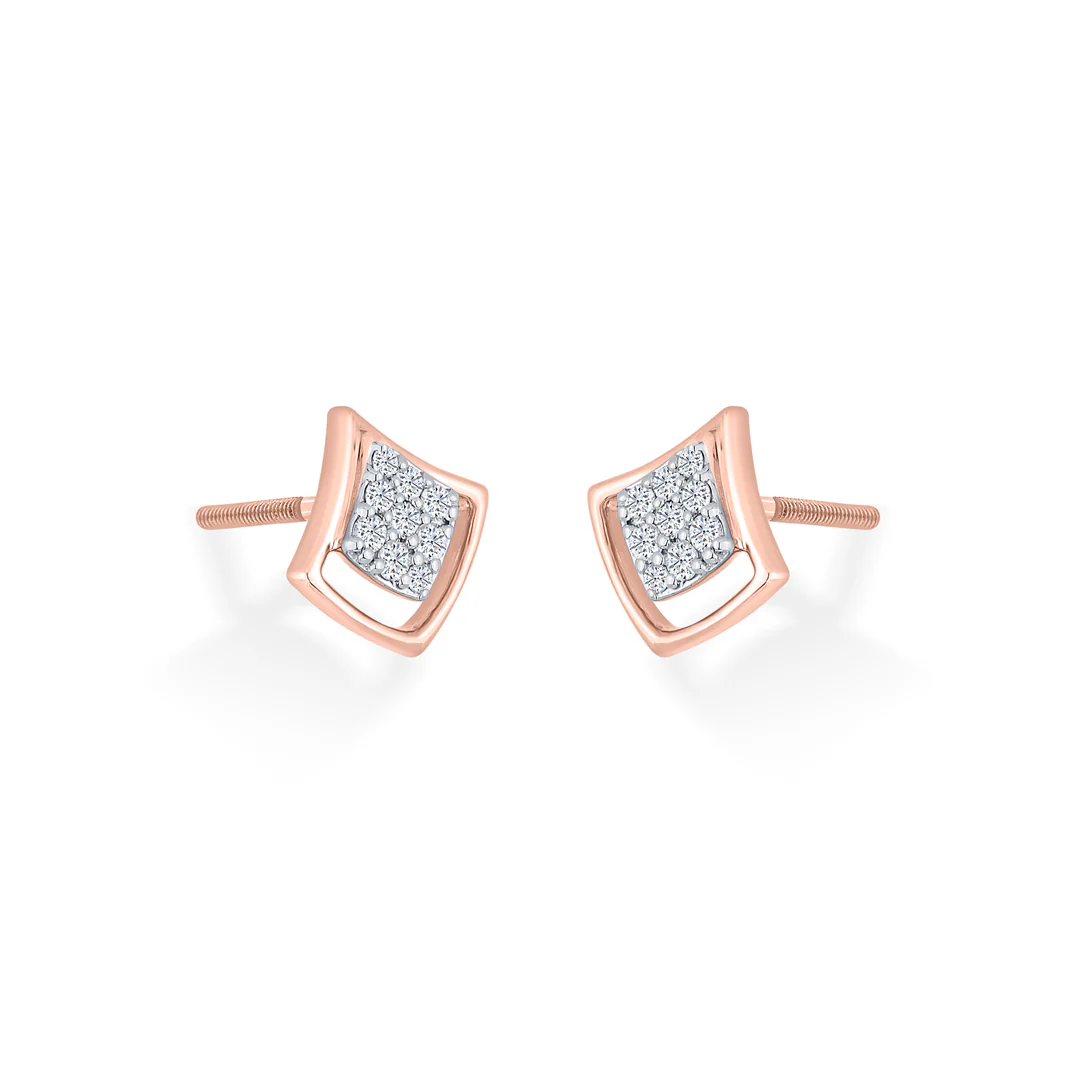 Moonflare Charms Rose Gold Stud Diamond Earring For Women - Image 3