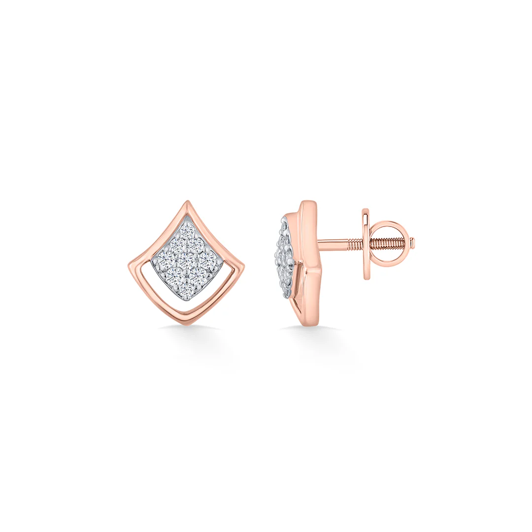 Moonflare Charms Rose Gold Stud Diamond Earring For Women - Image 4