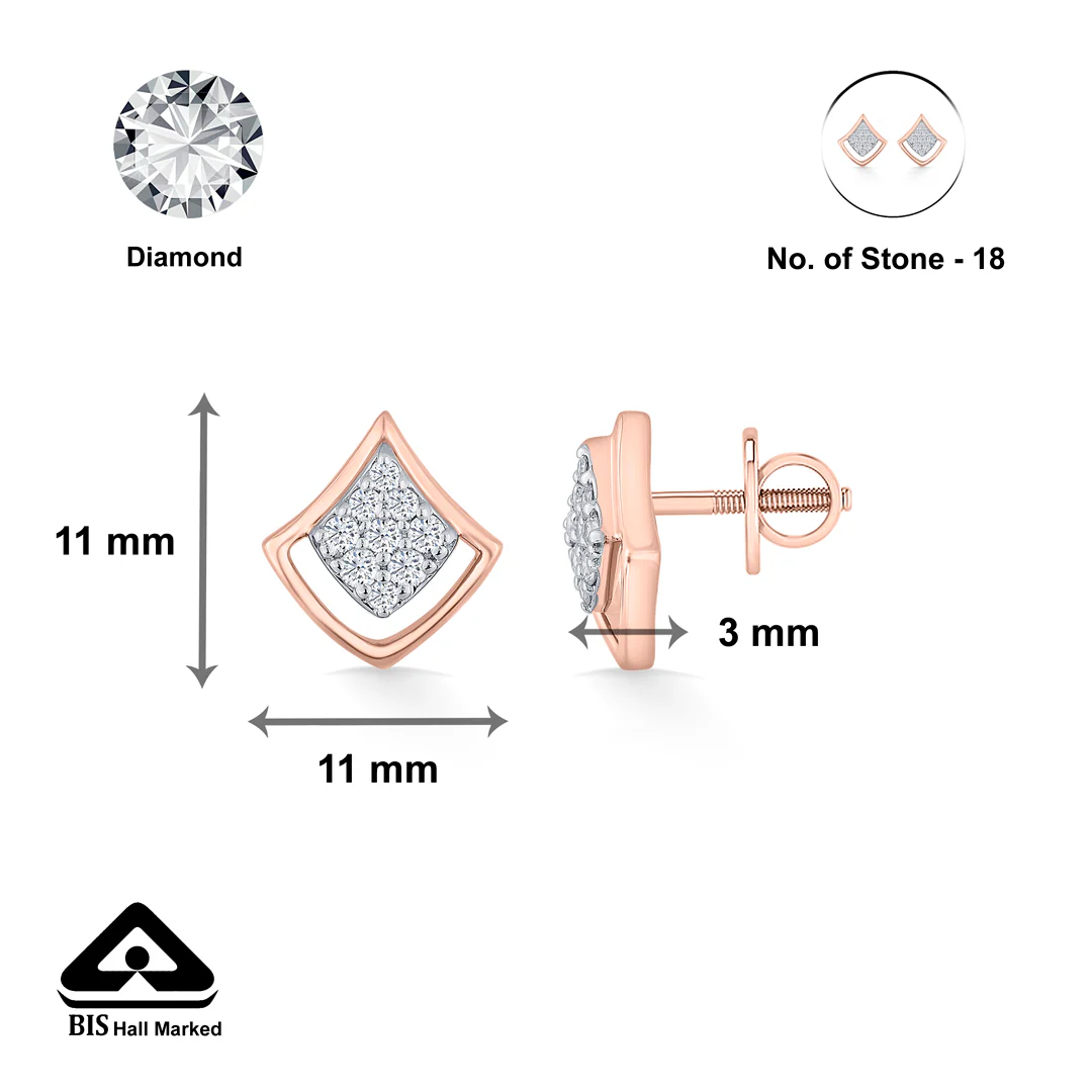 Moonflare Charms Rose Gold Stud Diamond Earring For Women - Image 5
