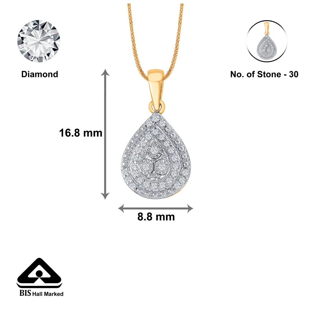 Moonlit Drop Gold & Diamond Pendant Set For Women - Image 9
