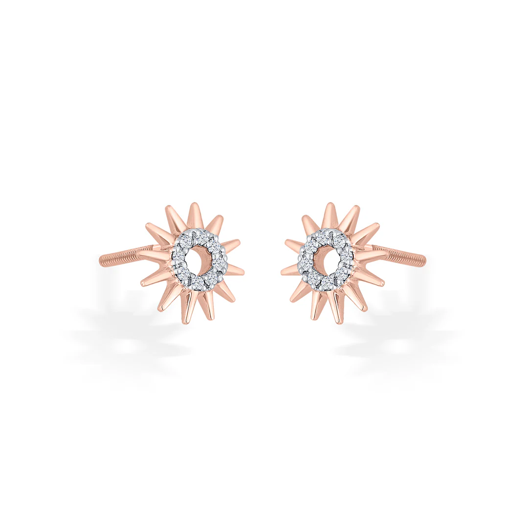 Morning Glow Gold Stud Diamond Earring for Women - Image 3