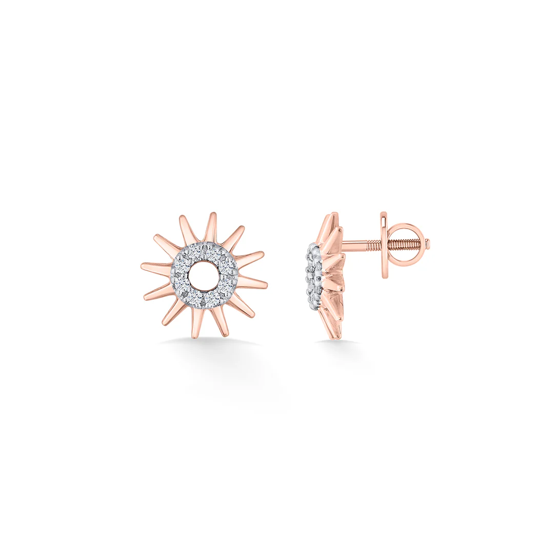 Morning Glow Gold Stud Diamond Earring for Women - Image 4