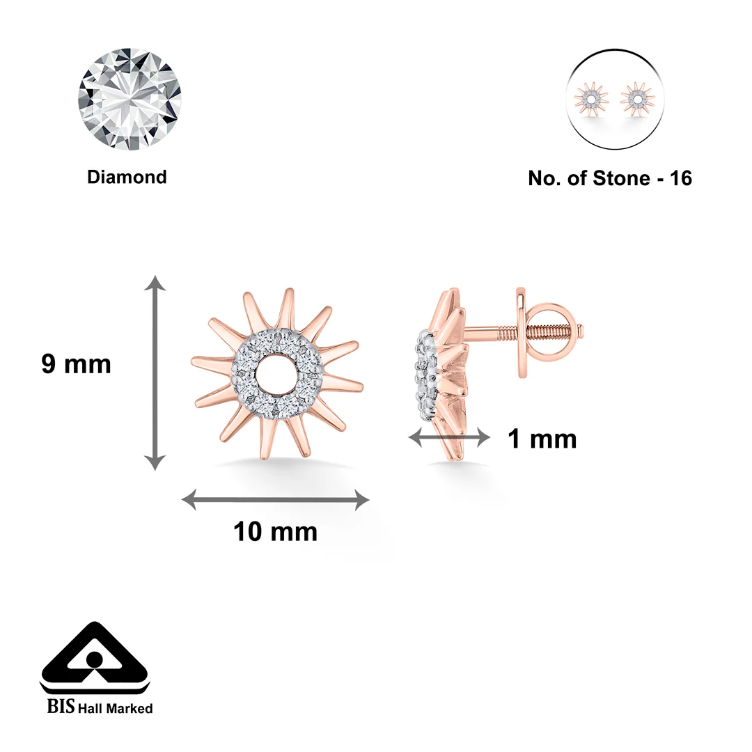 Morning Glow Gold Stud Diamond Earring for Women - Image 5