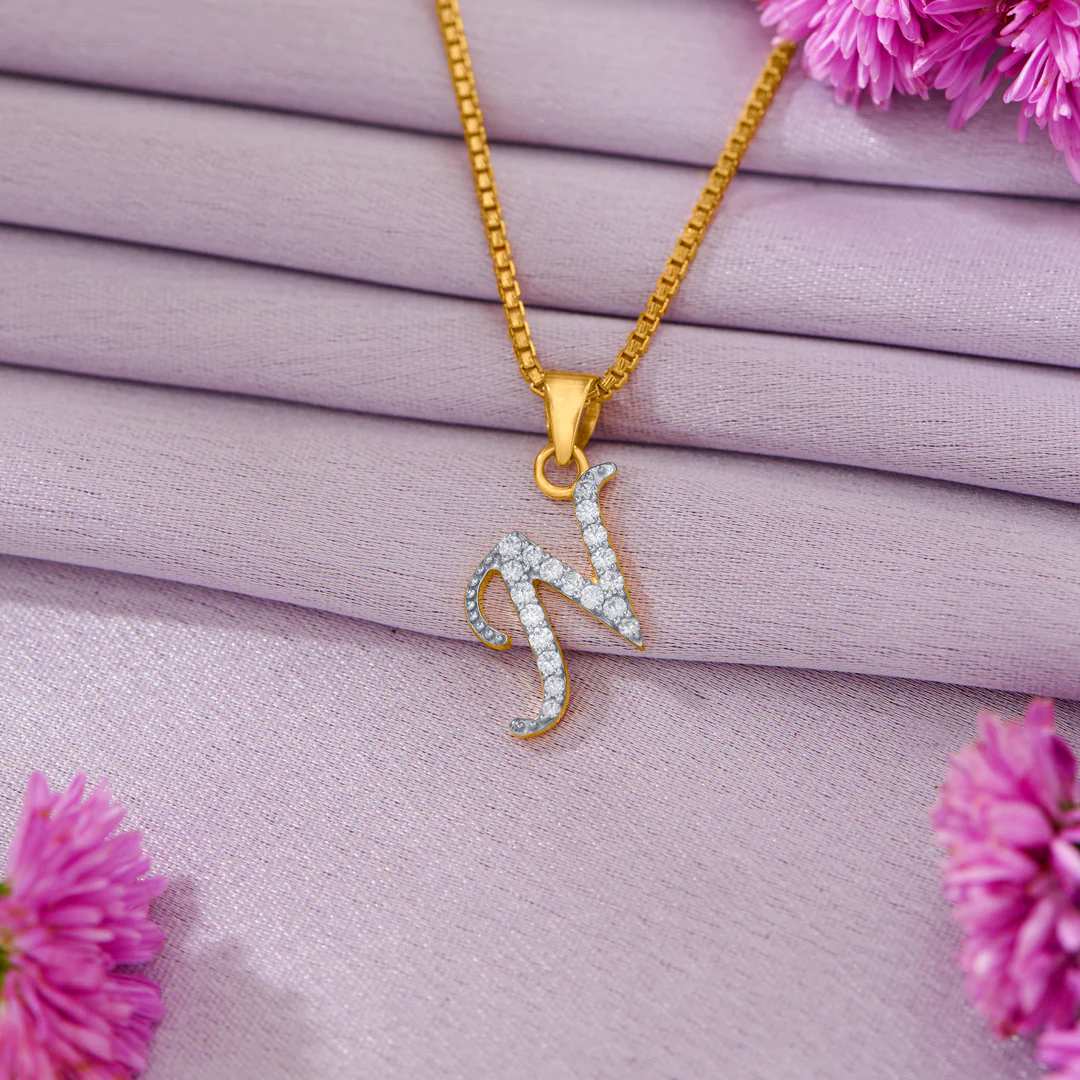 N Locket Luxe Gold Alphabet Unisex Pendant