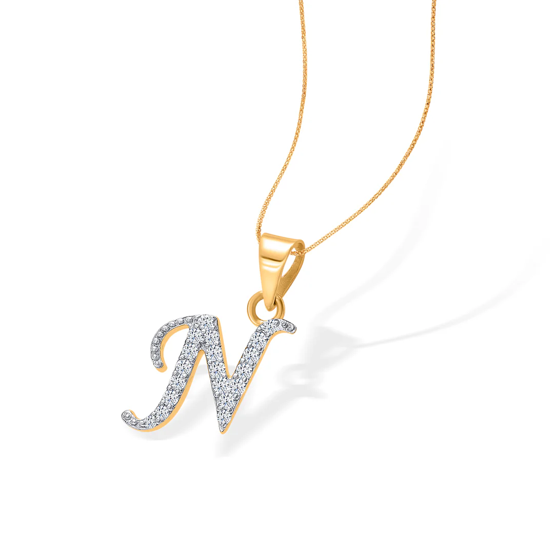 N Locket Luxe Gold Alphabet Unisex Pendant - Image 3