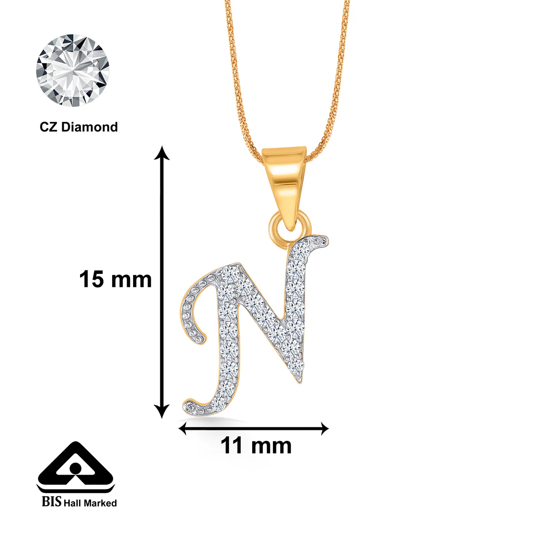 N Locket Luxe Gold Alphabet Unisex Pendant - Image 4