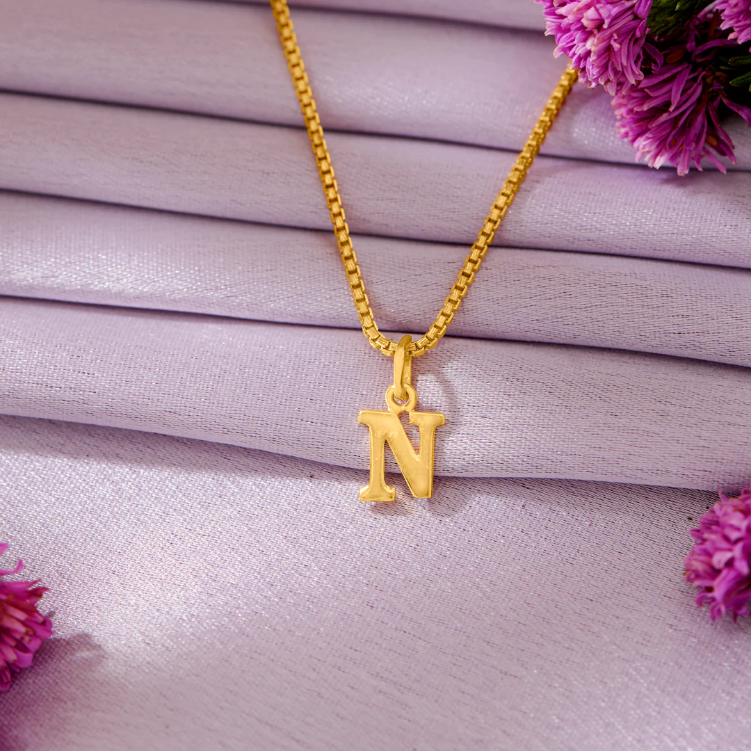 N Radiance Gold Alphabet Unisex Pendant