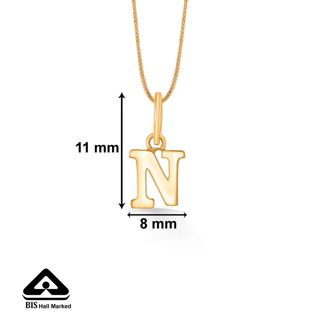 N Radiance Gold Alphabet Unisex Pendant - Image 4