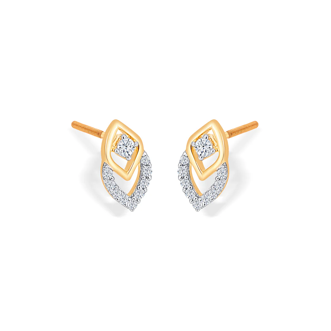 Nano Yellow Gold & Diamond Stud Earring - Image 3