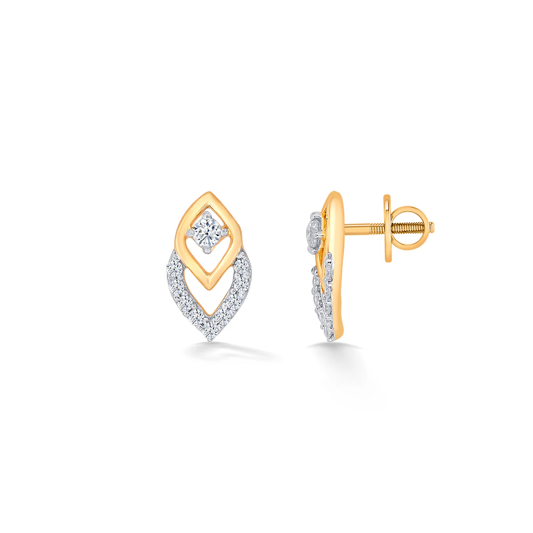 Nano Yellow Gold & Diamond Stud Earring - Image 4