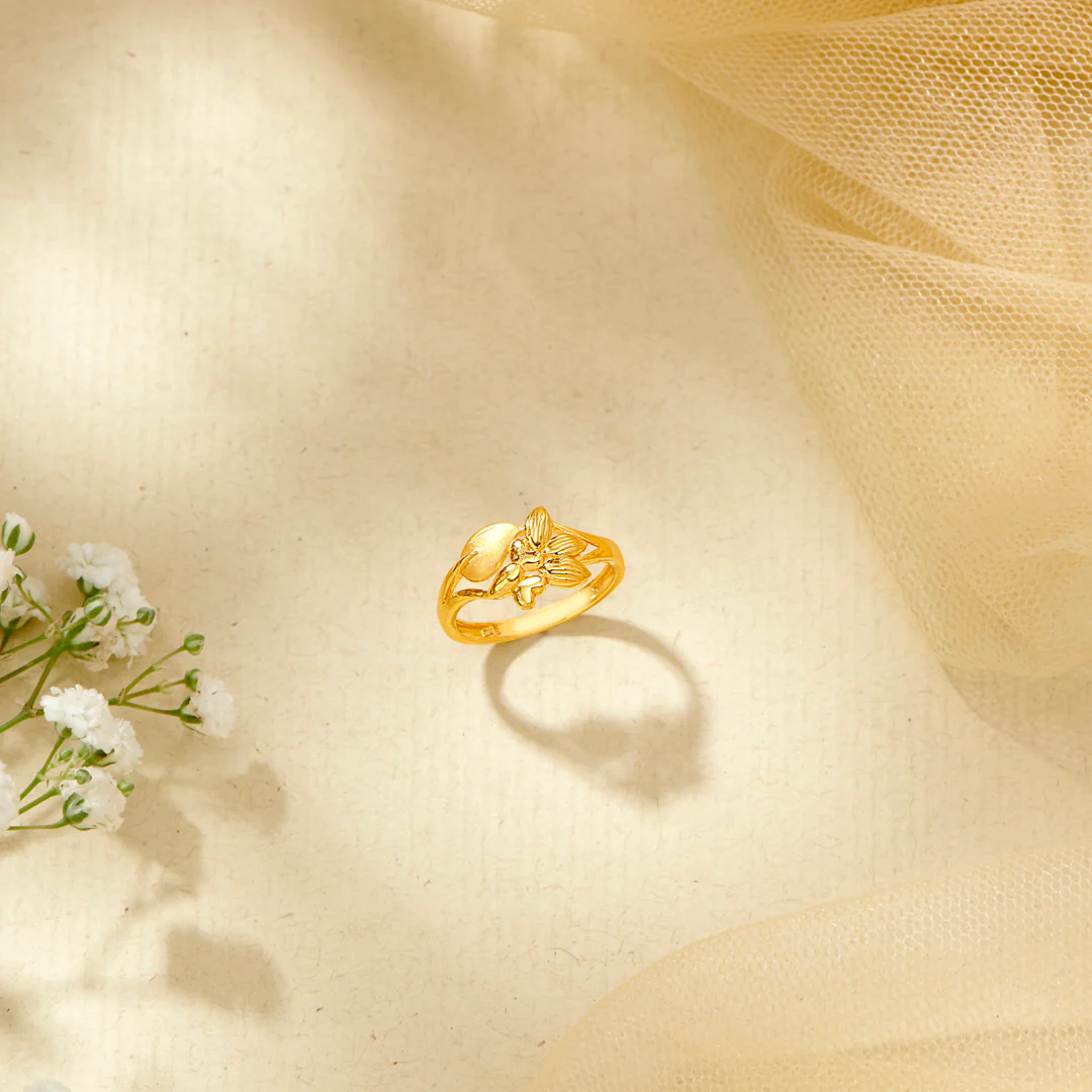 Nature's Embrace Gold Casual Ring For Women